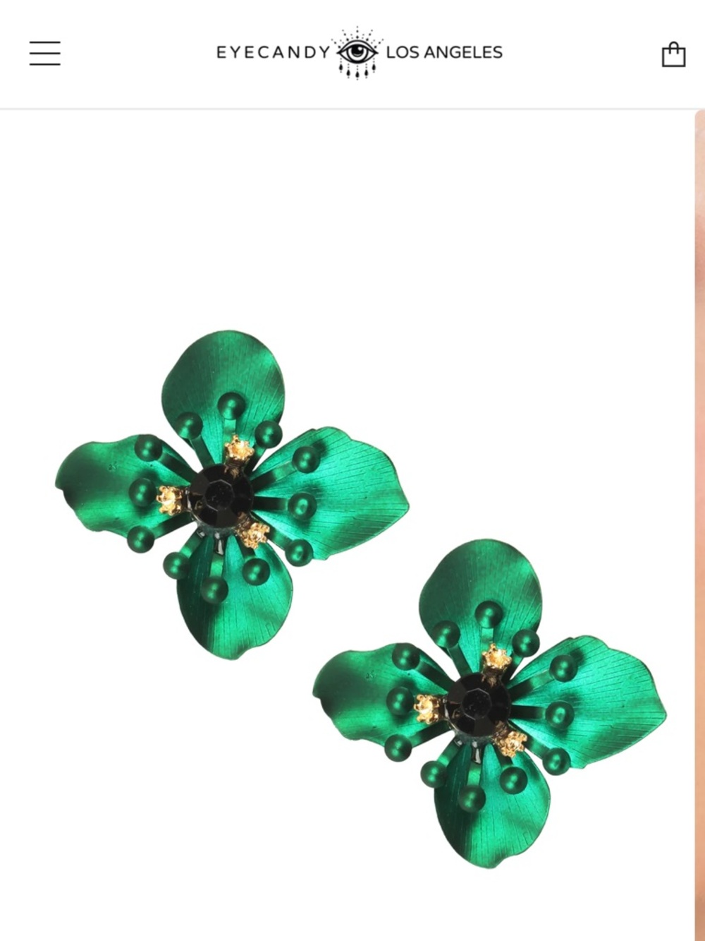 New EYECANDY LOS ANGELES Green Flower Earrings